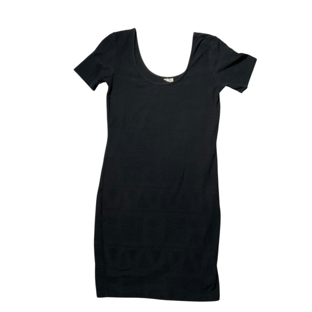Garage‎ black textured knit mini dress M short sleeve